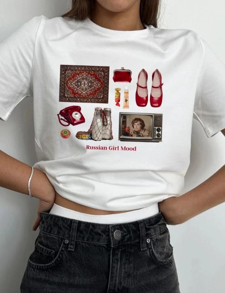 Футболка «Russian Girl Mood» — коллаж советской эстетики